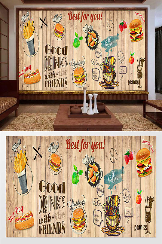 欧式风格美食背景墙-众图网