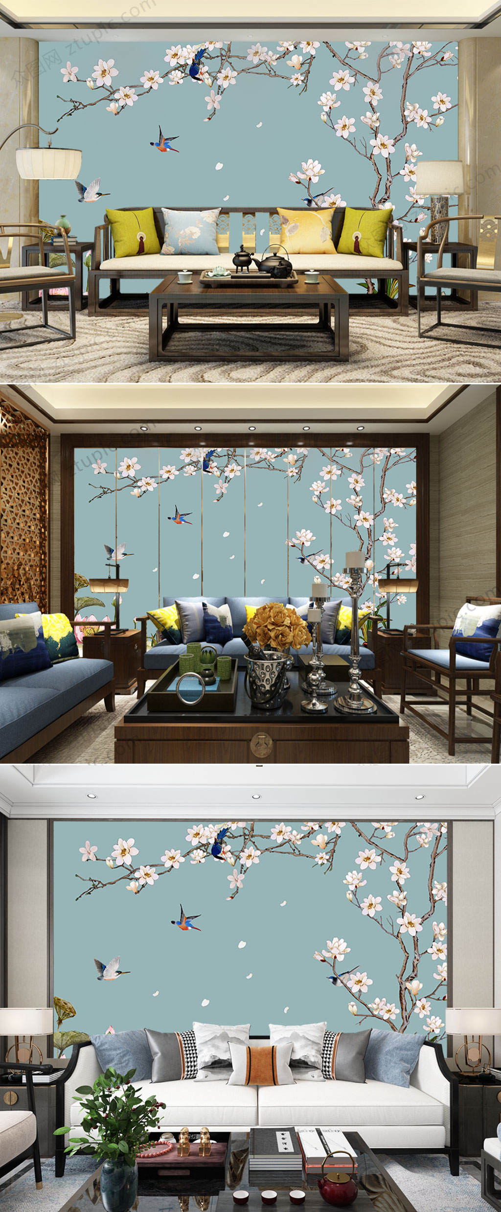 花鸟图工笔花鸟背景墙素材