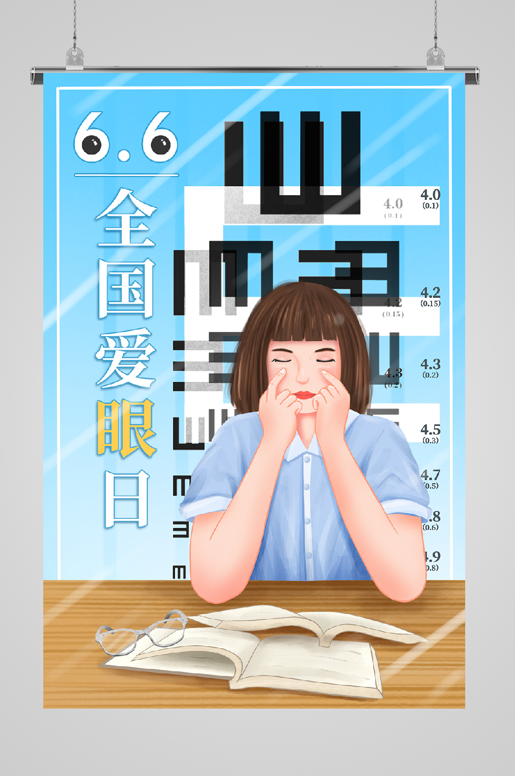 世界爱眼日休憩女孩素材
