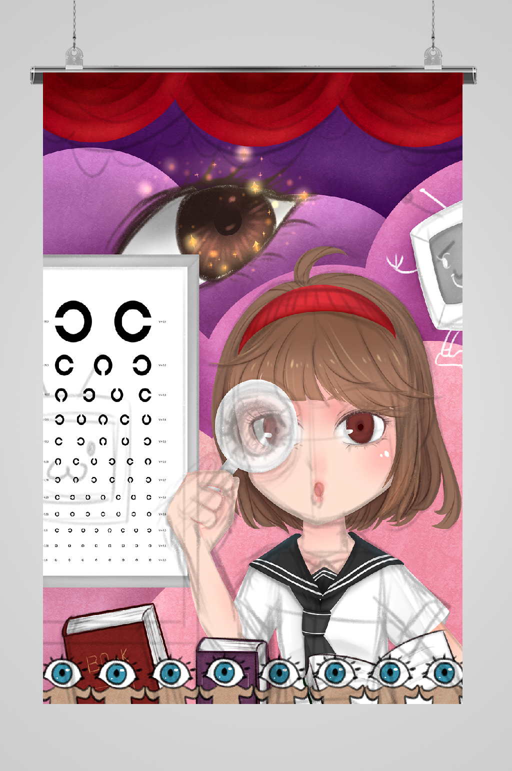 世界爱眼日视力测试女孩素材