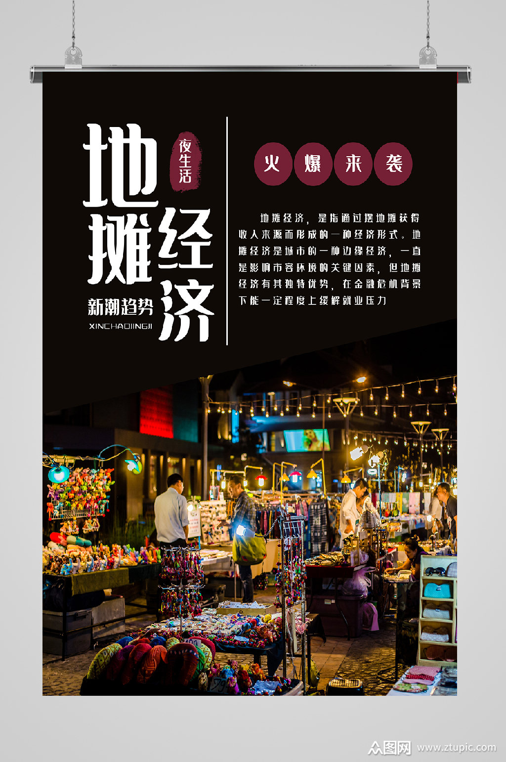 地摊经济宣传海报夜市