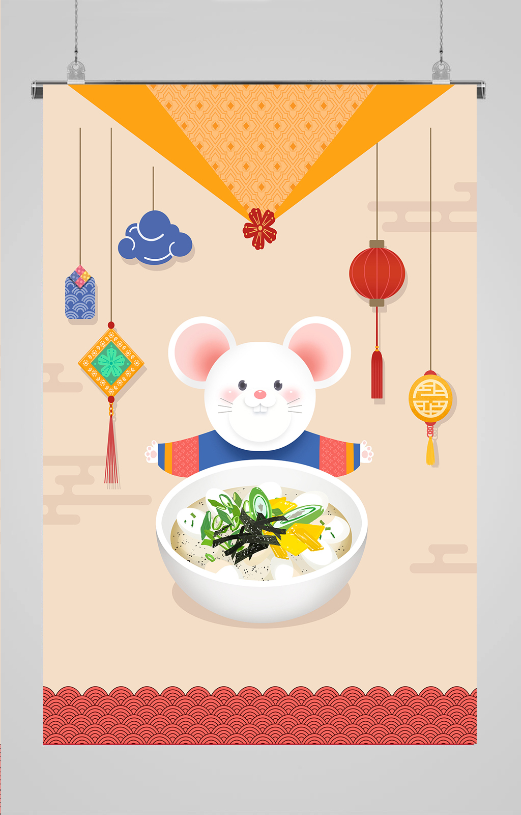 新年春节古风鼠年新年海报素材