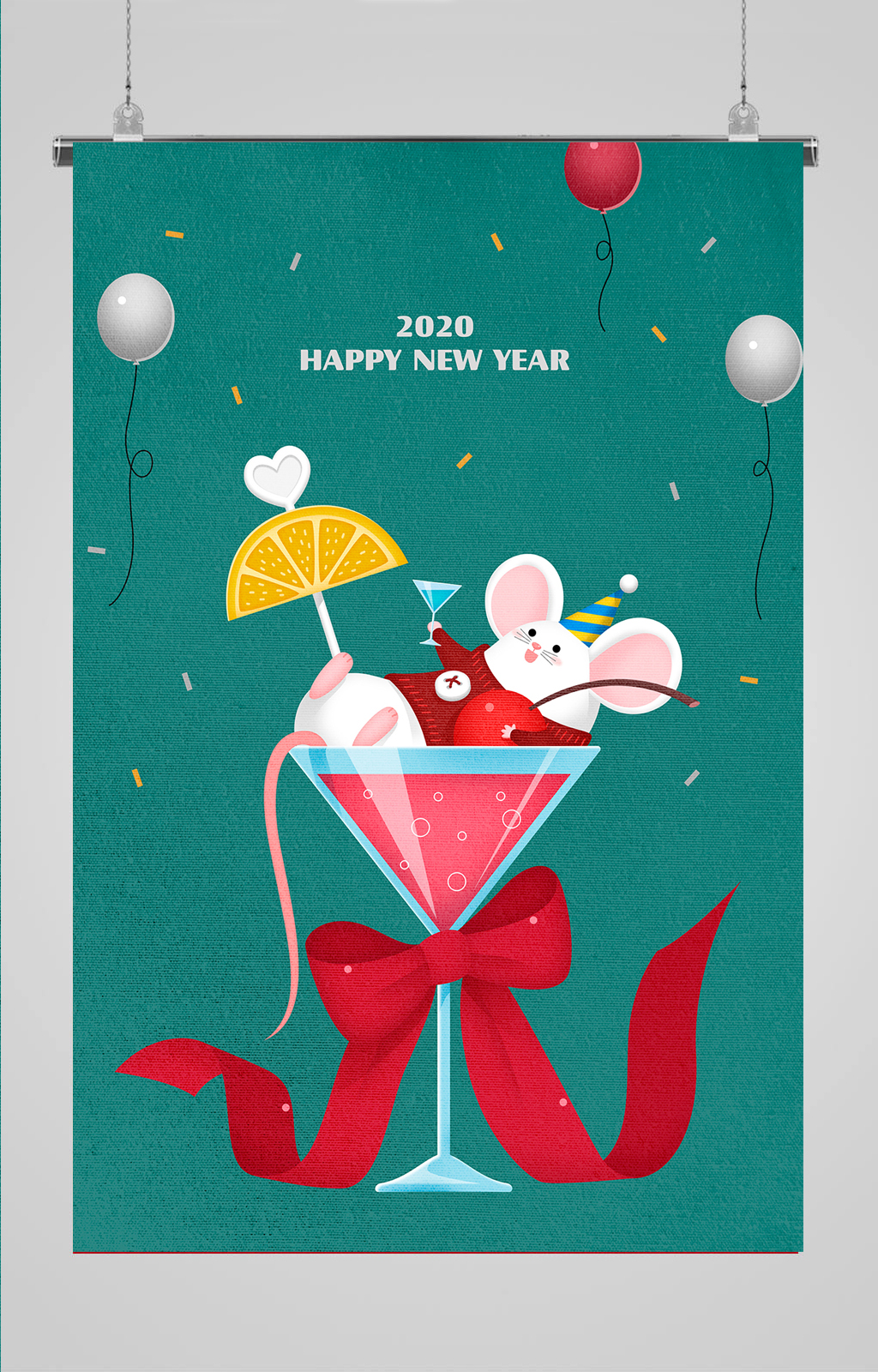绿色创意新年春节古风鼠年素材