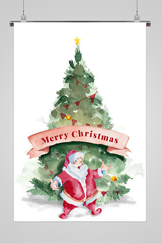 圣诞气氛宣传海报圣诞老人的树