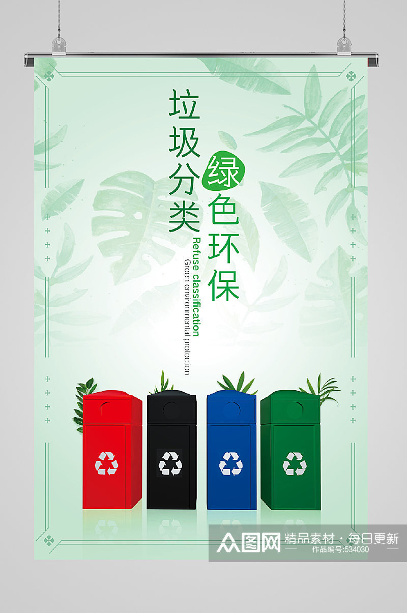 垃圾分类保护环境绿色背景素材