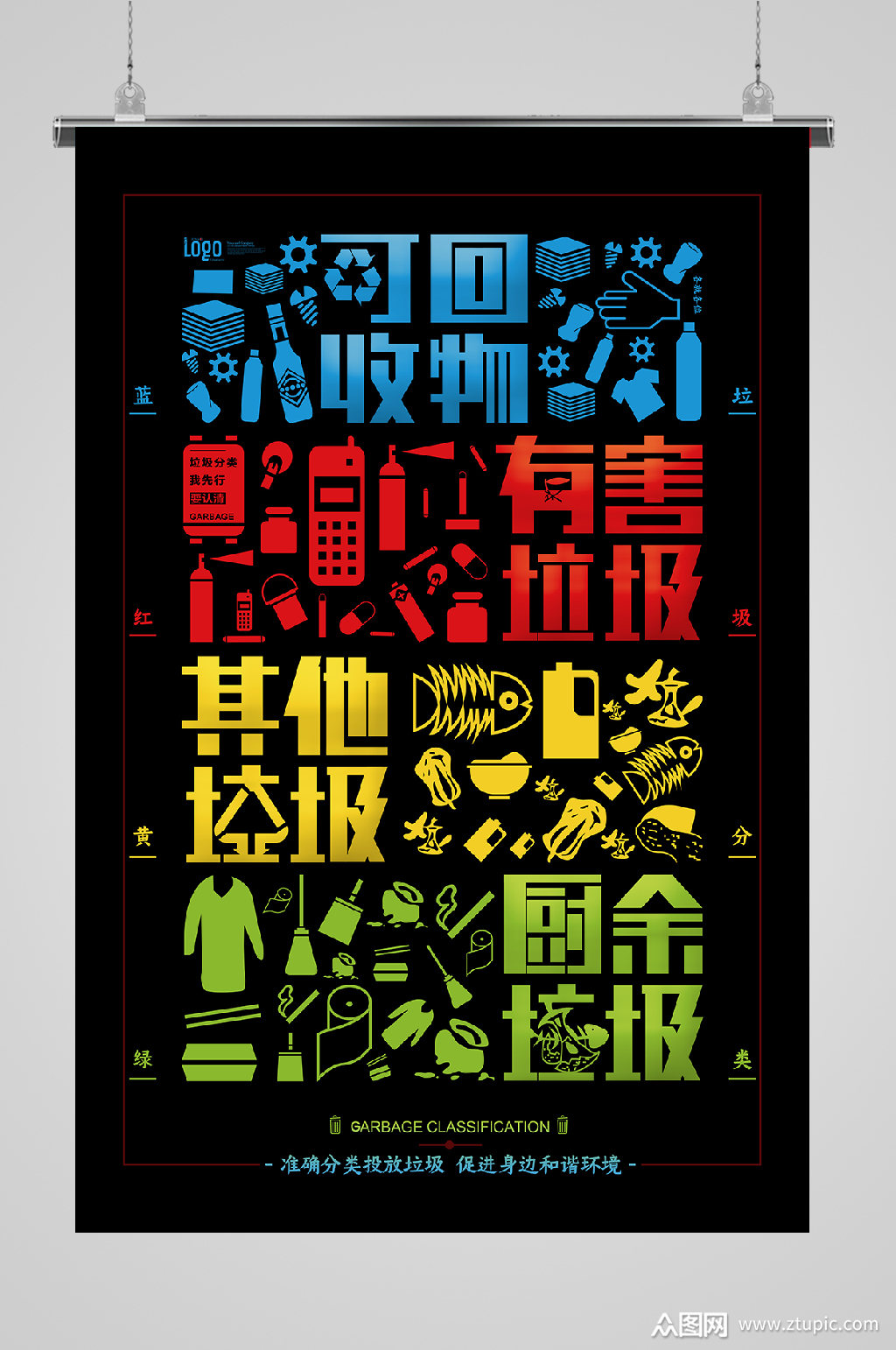 垃圾分类保护环境回收垃圾