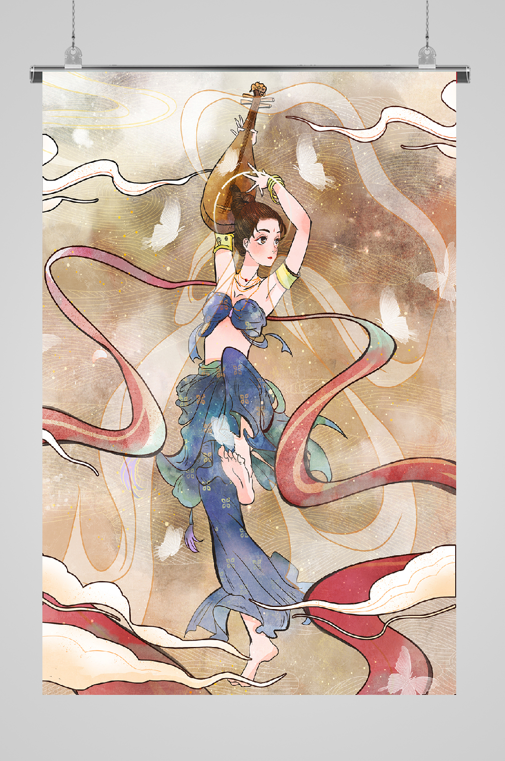 嫦娥飞天插画温柔