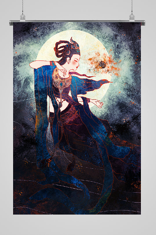 >嫦娥飞天插画仙气