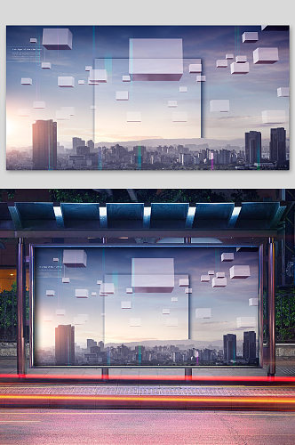 未来科技城市科幻地产广告显示器