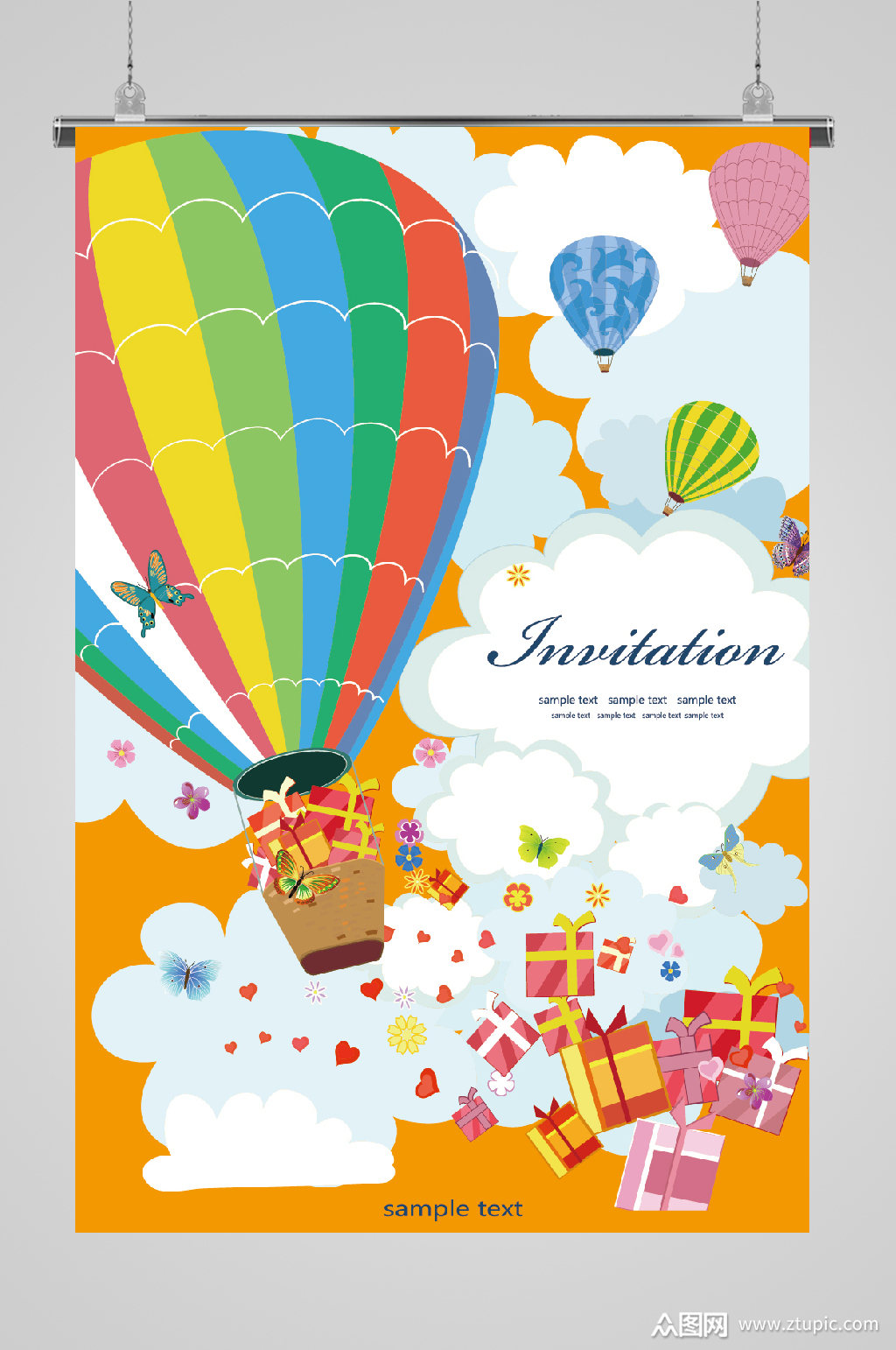 热气球宣传海报色彩素材