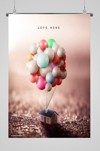 唯美气球宣传海报飞翔气球