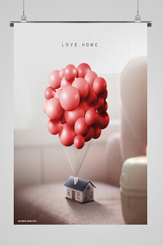 唯美气球宣传海报红色气球