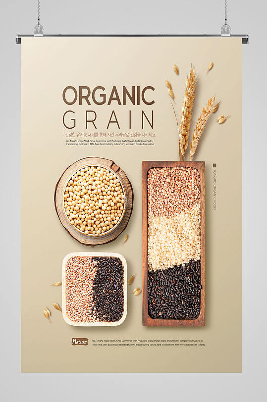 高档餐饮大麦大豆美食海报