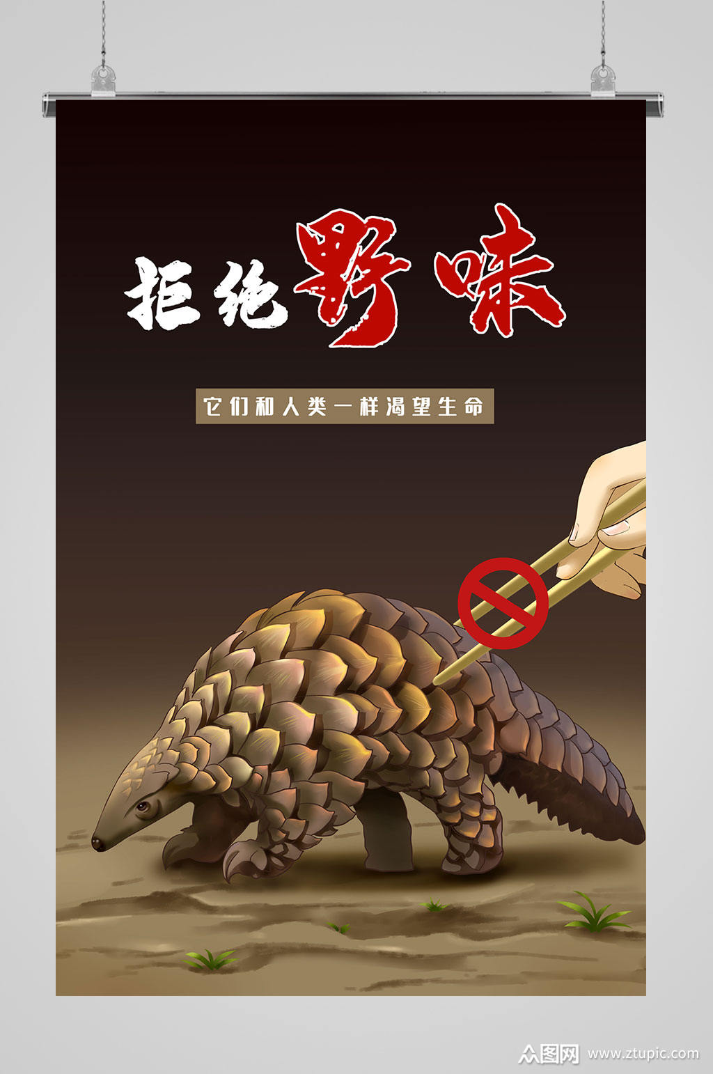 拒绝捕杀野生动物拒绝野味海报