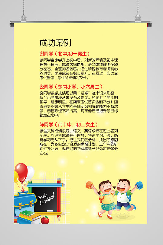 少儿培训成功案例宣传海报