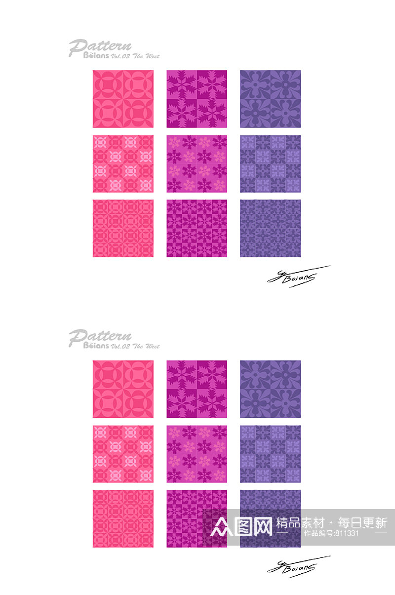 矢量装饰框紫红装饰图案素材