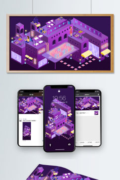 购物节手机网页UI海报黑色界面设计