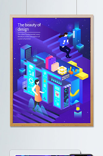 购物节手机网页UI楼梯海报界面设计