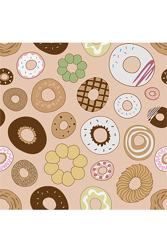 矢量装饰甜甜圈纹理图案