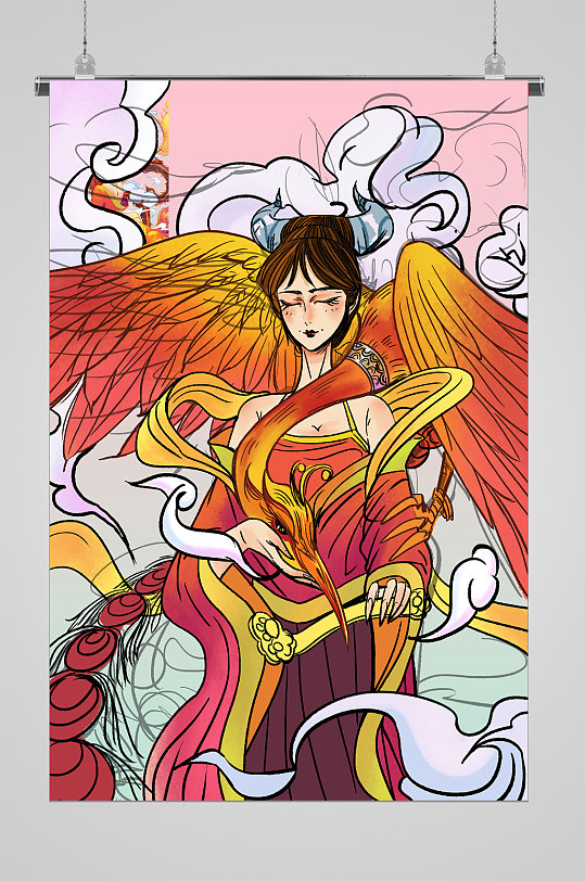 凤凰山海经精怪宣传插画