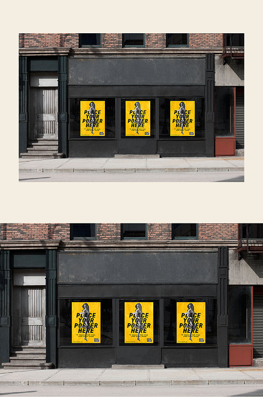 便利店橱窗户外海报样机宣传