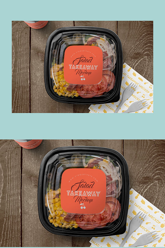 彩色食品包装外卖盒展示样机