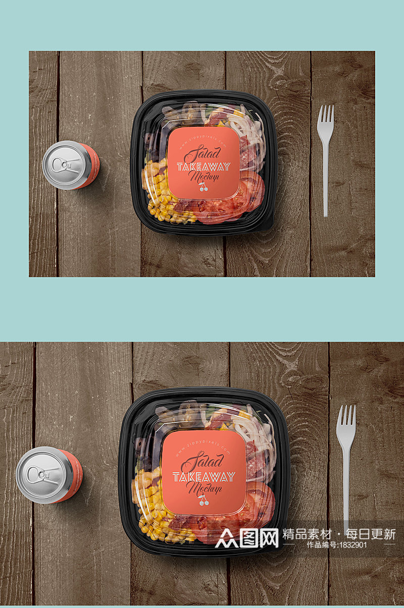彩色食品包装俯视图展示样机素材