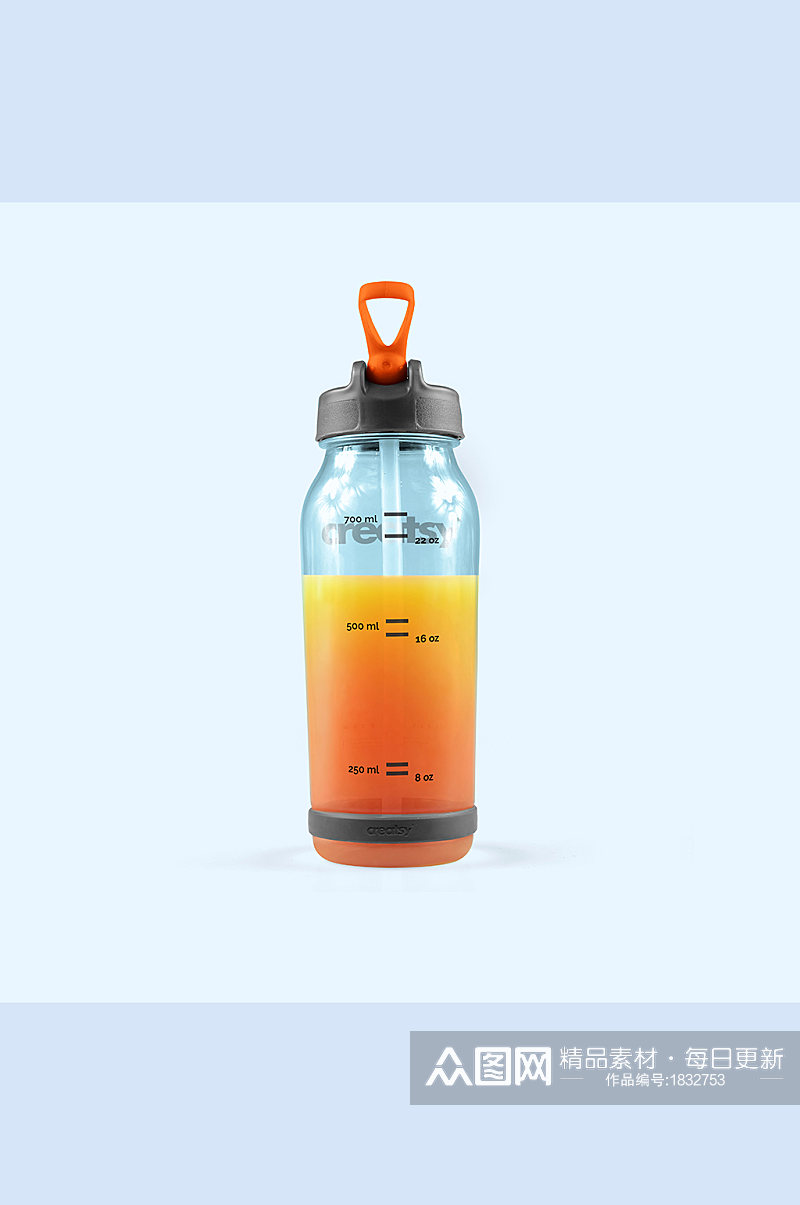 透明玻璃瓶儿童饮料样机素材