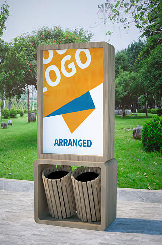 挂式垃圾箱展示宣传样机