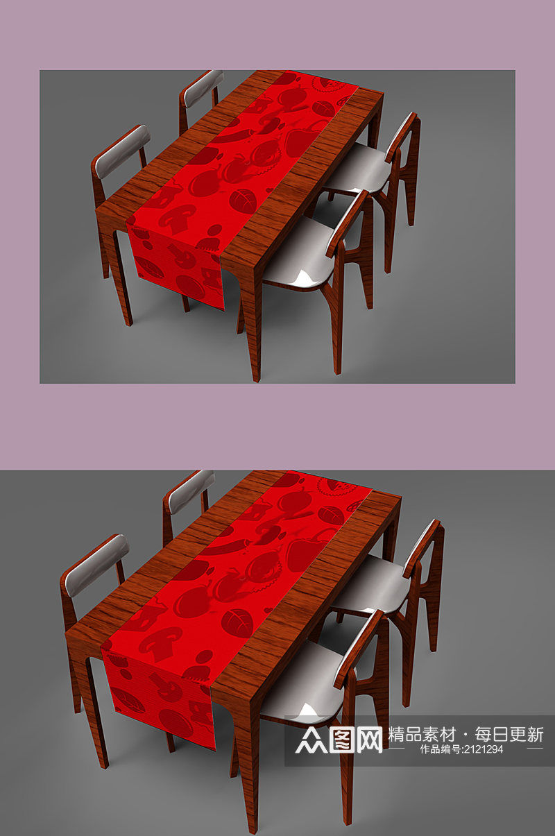 时尚家居红色桌椅展示样机素材