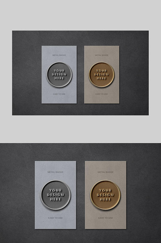 金属质感胸针胸章徽章样机-众图网