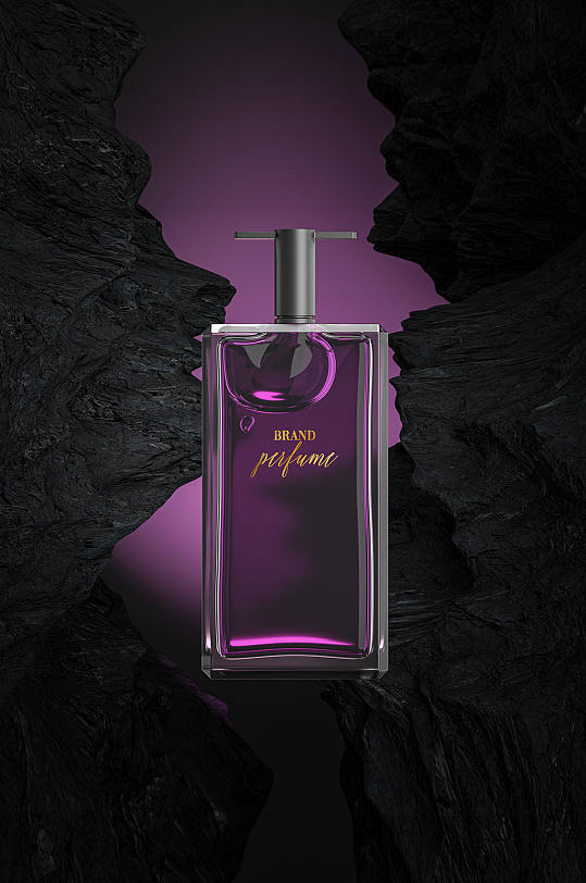 紫色香水玻璃瓶器样机