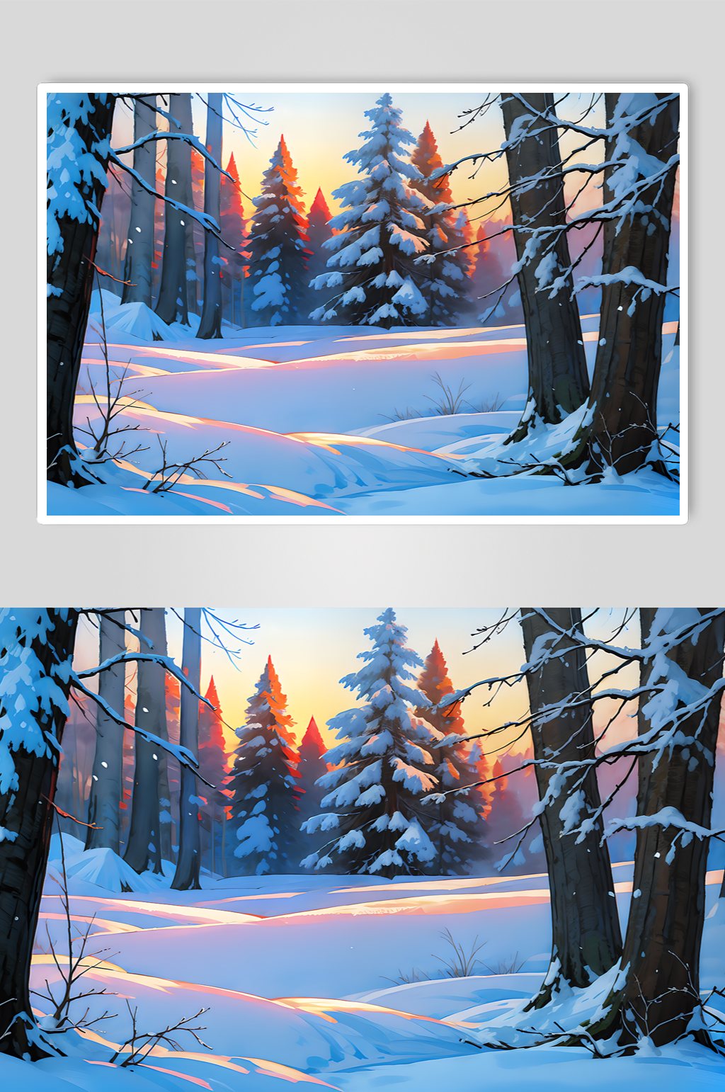 AI数字艺术冬季雪景插画插图素材