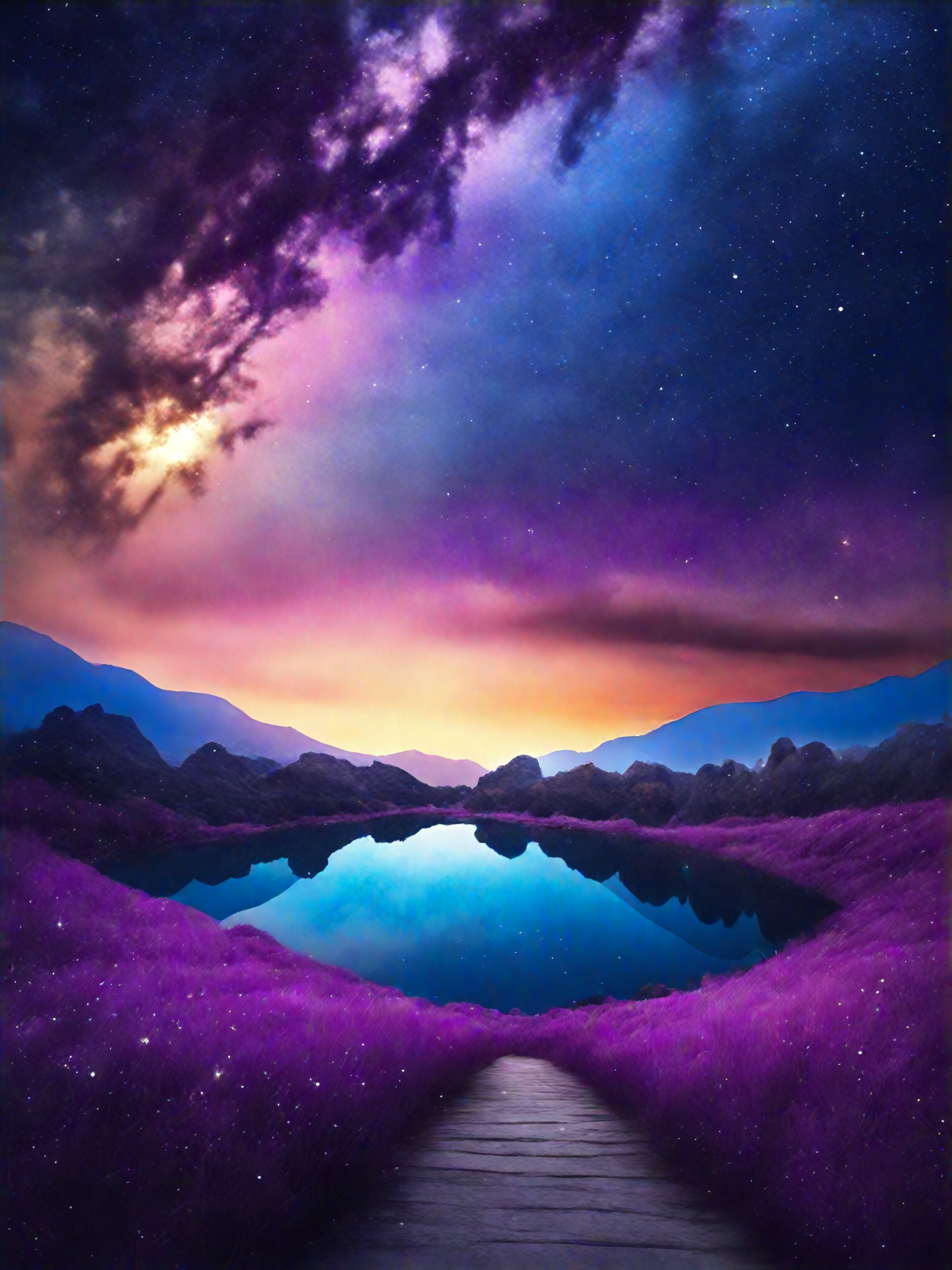 AI数字艺术蓝紫色宇宙星河星空底图背景图素材
