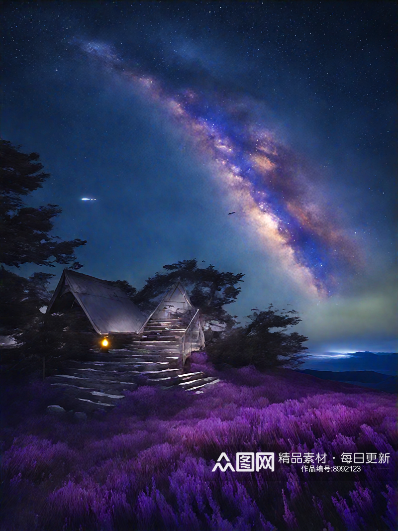 AI数字艺术蓝紫色宇宙星河星空底图背景图素材