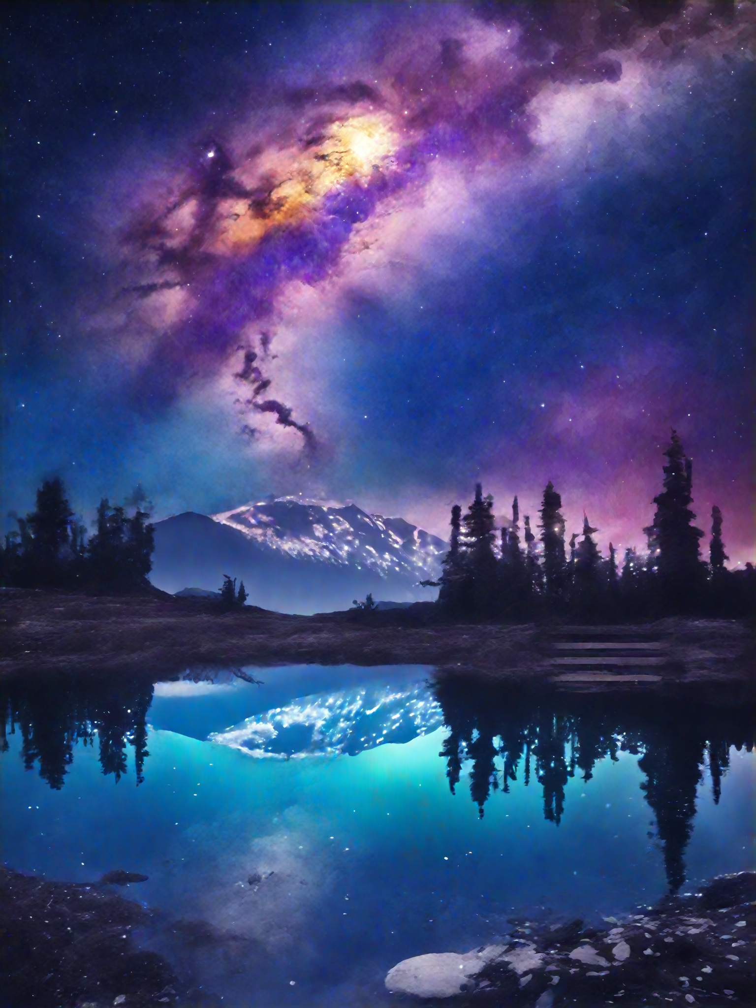 AI数字艺术蓝紫色宇宙星河星空底图背景图素材