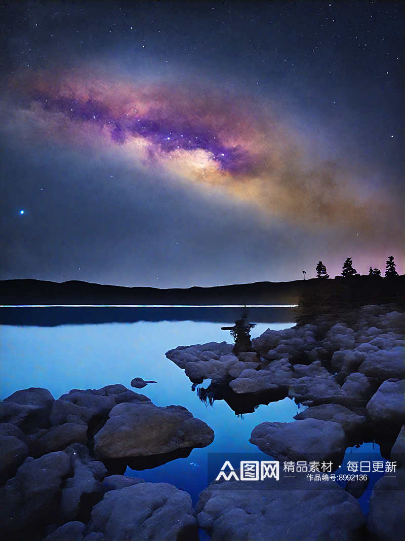 AI数字艺术蓝紫色宇宙星河星空底图背景图素材