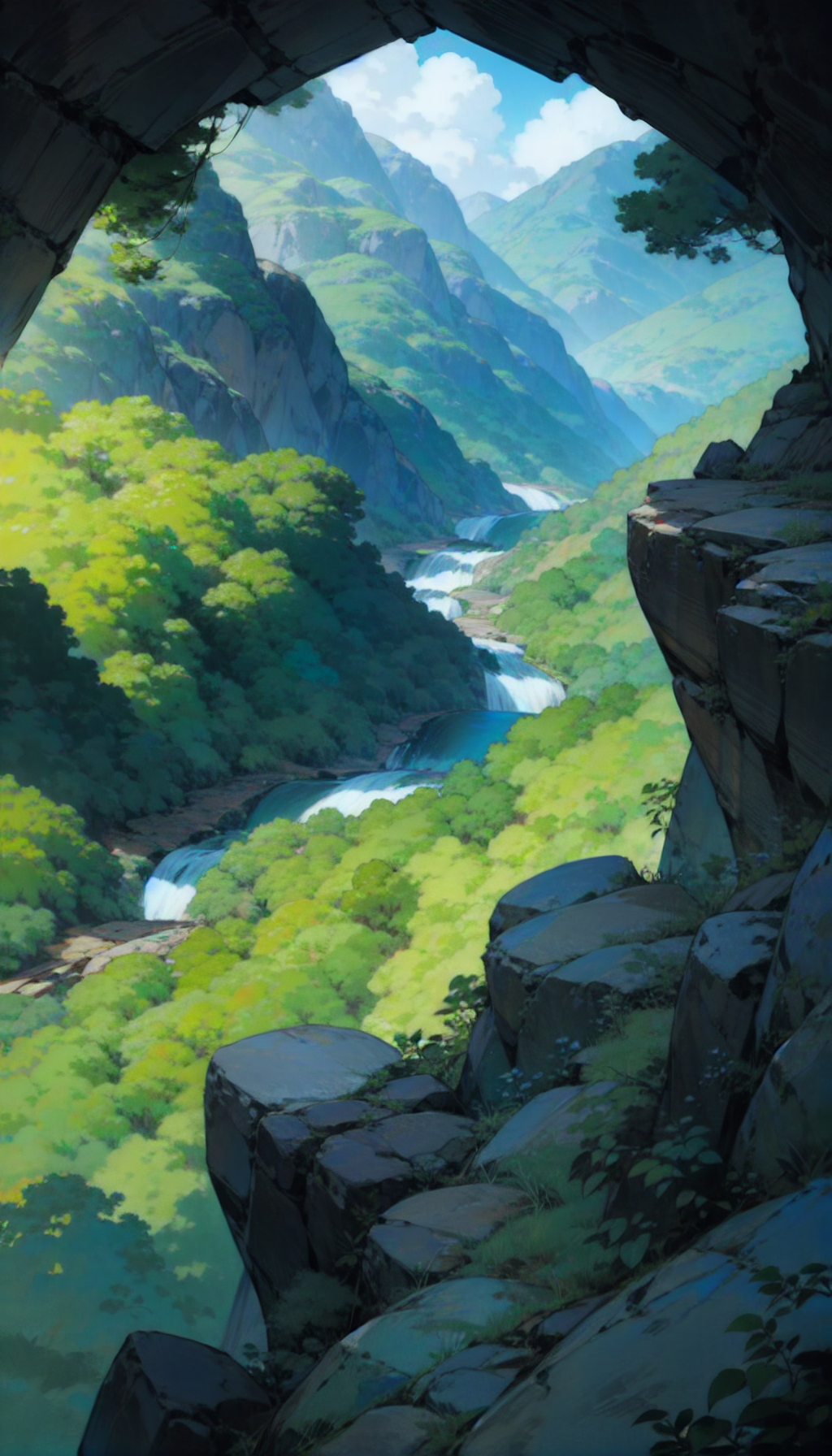 AI数字艺术绿水青山场景插图素材