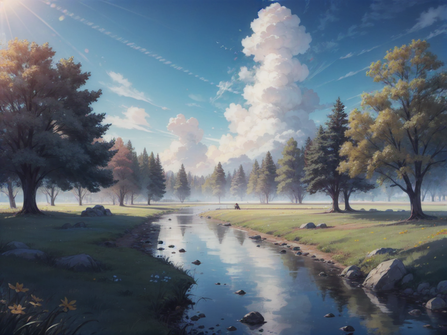 AI数字艺术夏日草地插画插图素材