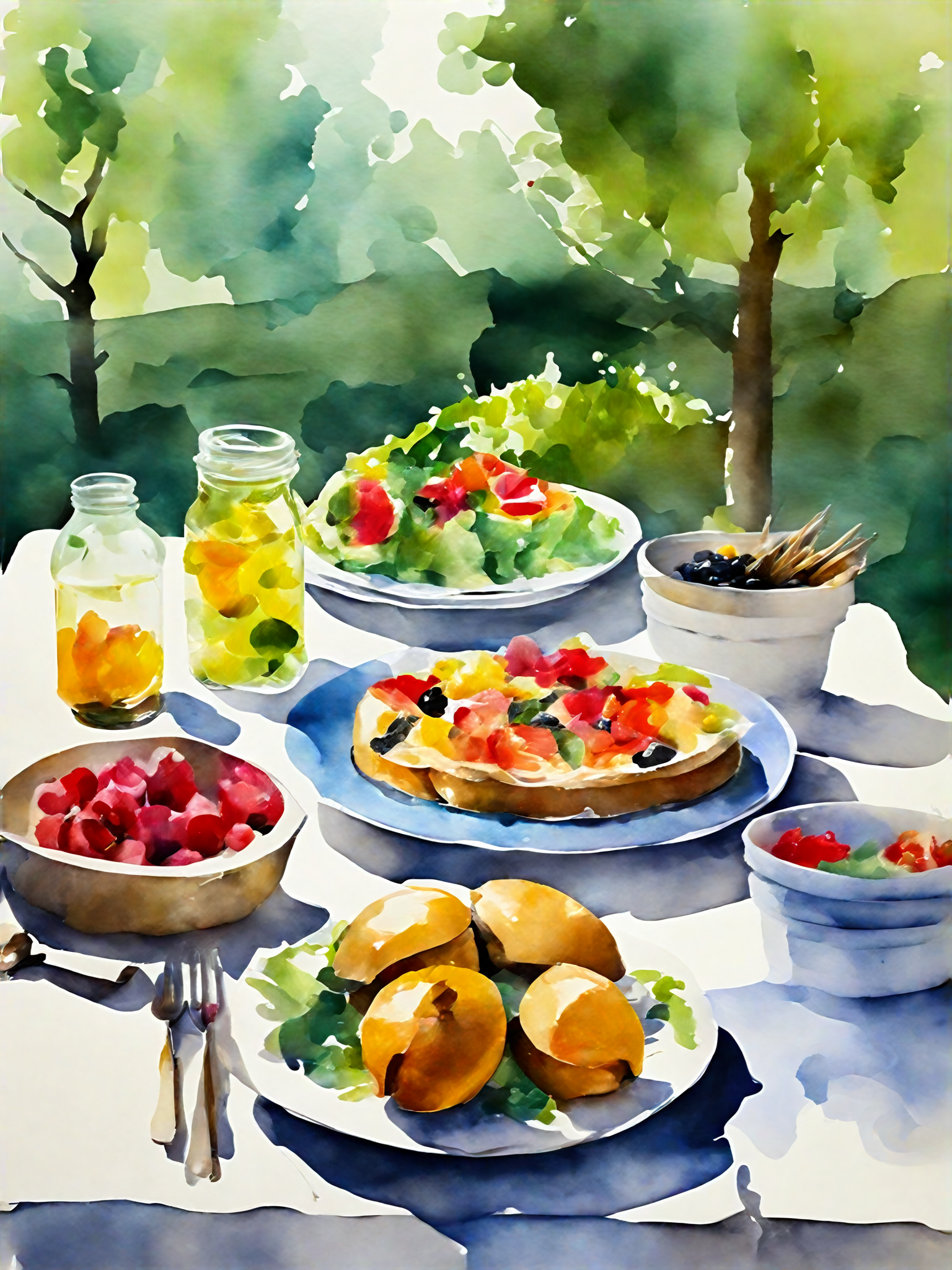 AI数字艺术野餐美食场景插画插图素材