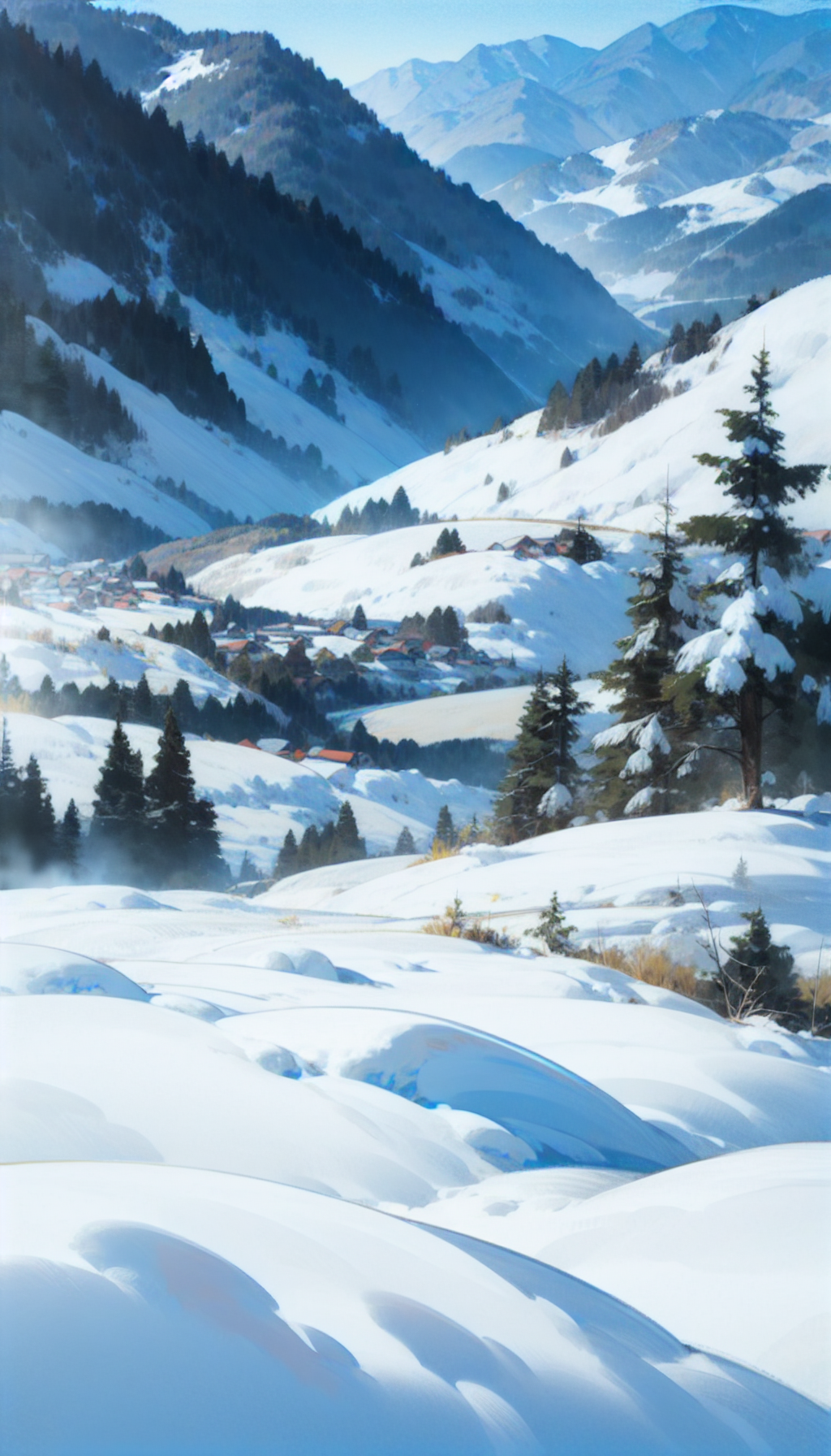 AI数字艺术冬季雪景插画插图素材