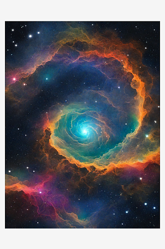 AI数字艺术彩色宇宙星河星空场景背景图