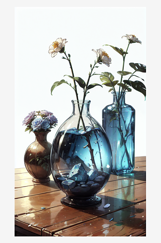AI数字艺术透明花瓶插图