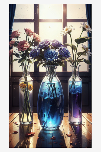 AI数字艺术透明花瓶插图