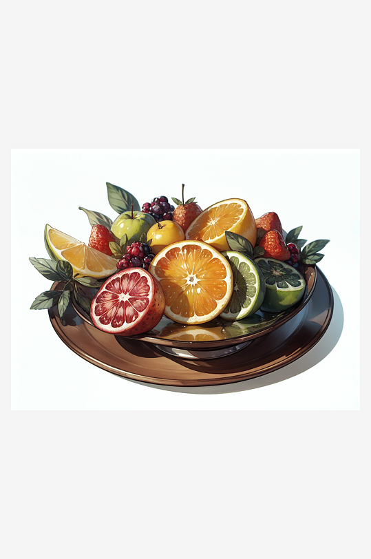 AI数字艺术水果摆盘插画插图