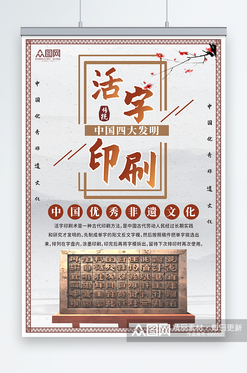 中华文化四大发明活字印刷术展板素材