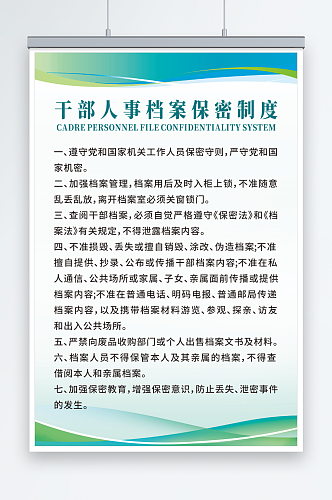 干部人事档案保密制度海报