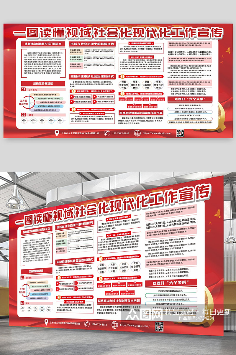 一图读懂市域社会治理现代化工作党建展板素材