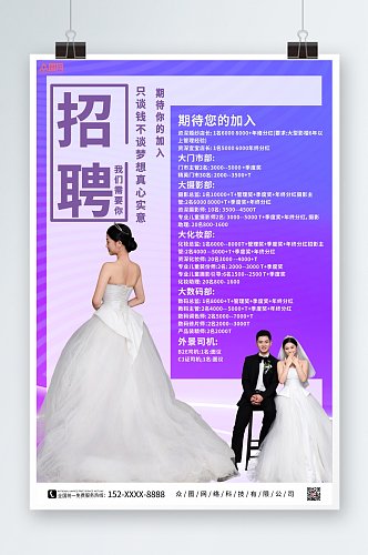 商业风婚纱影楼招聘宣传人物海报