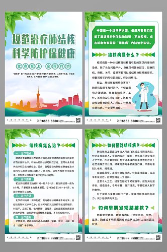 绿色普及预防肺结核知识医疗宣传系列海报